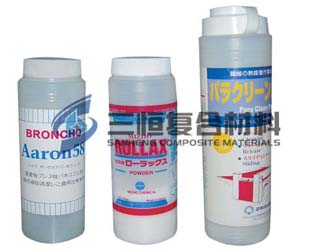 Adhesive machine with cleaning powder